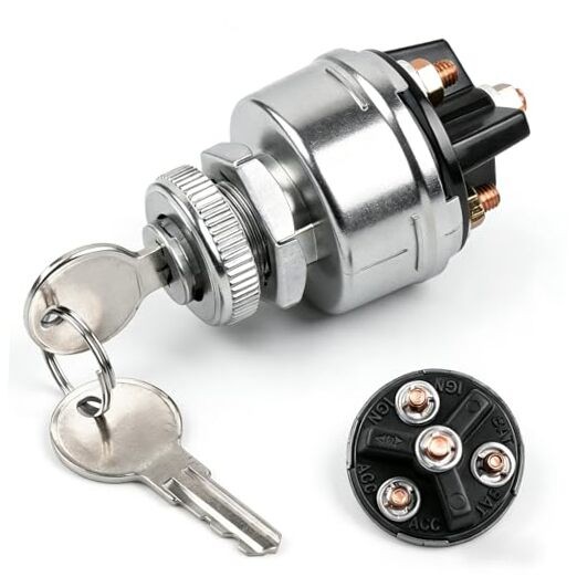 Ignition Switch with Key, 4 Position Universal Key Switch, Starter Switch 12V