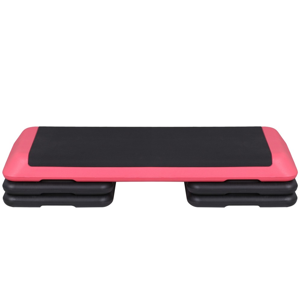43 Inch Training Exercise Aerobic Stepper Step Platform Workout with Risers Pink