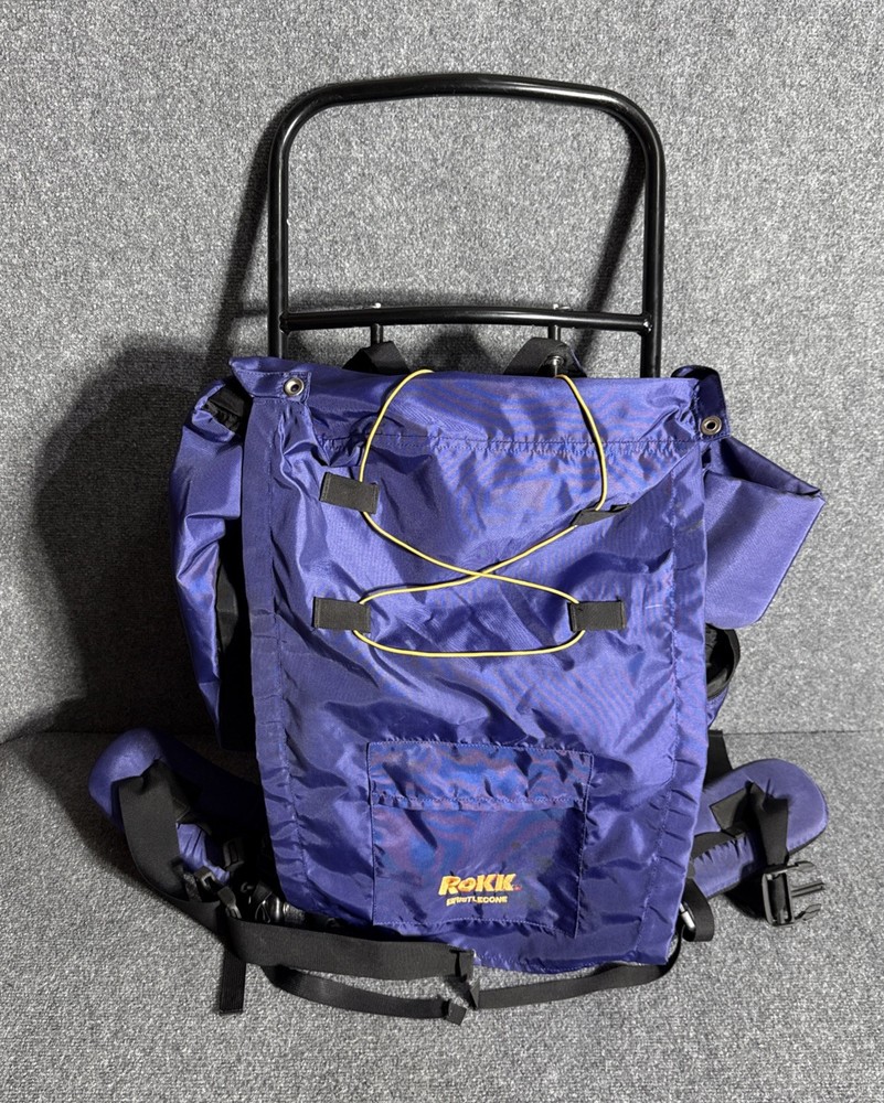 Rokk Bristlecone External Frame Hiking Backpack Blue Trail Camping Pack