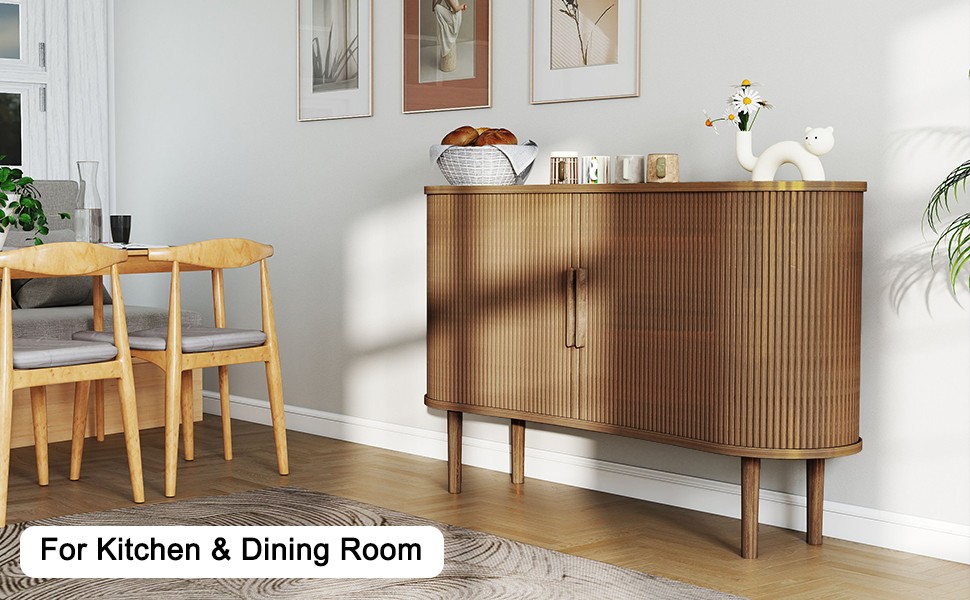Storage Sideboard 1.4M Long Curved MDF Modern Buffet Cabinet With Doors UFST