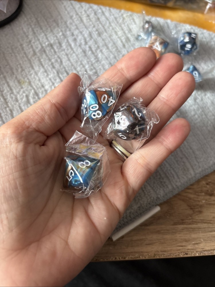 Blue/orange Marble Sheen Set Of 7 DnD Dice