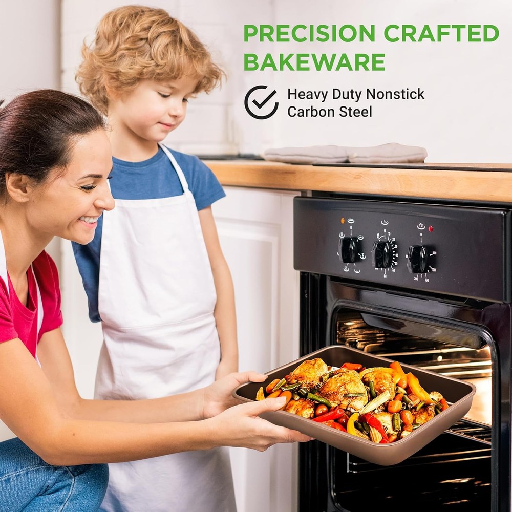 6-Piece Nonstick Bakeware Set Carbon Steel Baking Pans Set Includes Cookie