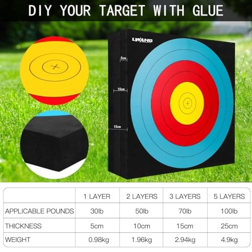 LWANO 20'' Foam Target High-Density Archery Bow & Arrow Target for Backyard