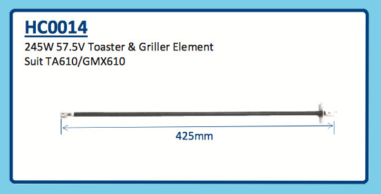 245W 57.5V TOASTER & GRILLER ELEMENT HC0014 TA610 GMX610