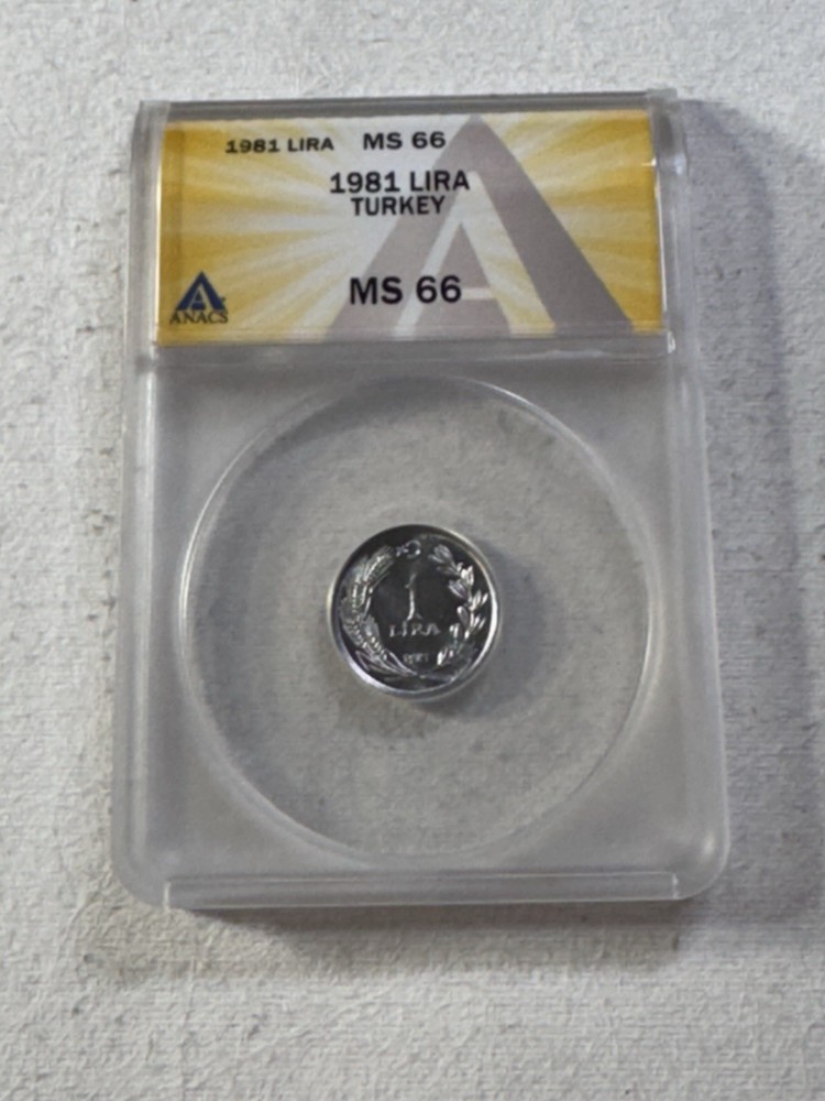 1981 Turkey 1 Lira Graded MS 66 by ANACS