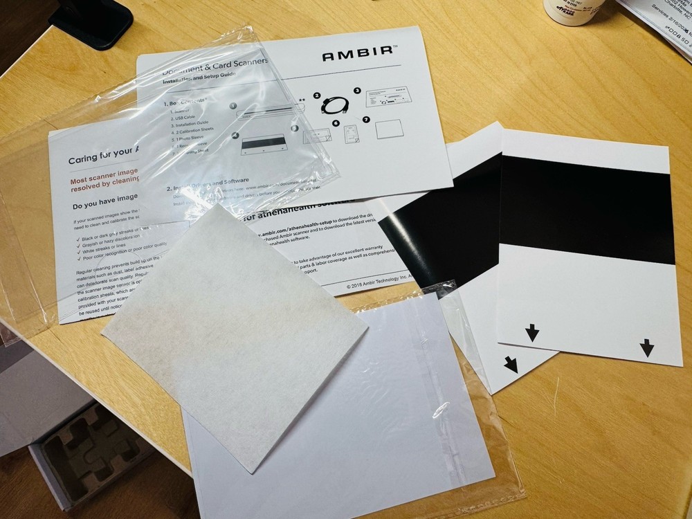 Ambir Technology DS687 Accessories: Cleaning Sheet, Sleeves, Etc
