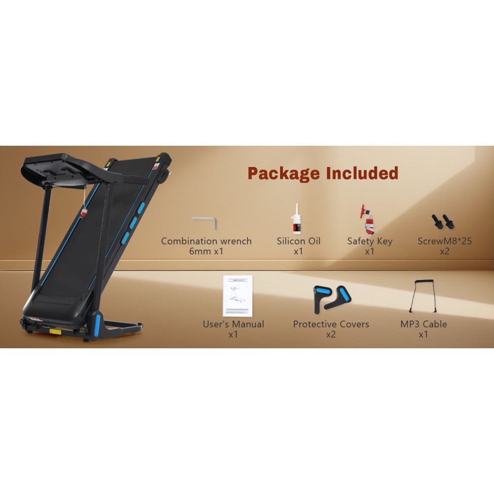 Home Treadmill w/Incline 3.5HP - Foldable, Bluetooth, HR Sensor, USB-C