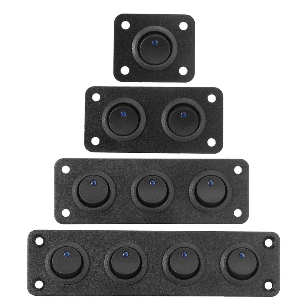 1 2 3 4 Gang Rocker Switch Panel Car Marine Blue LED On-Off Toggle Switch Panel