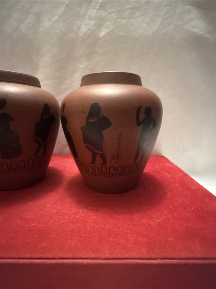 Pair Of Terracotta Printed Pots