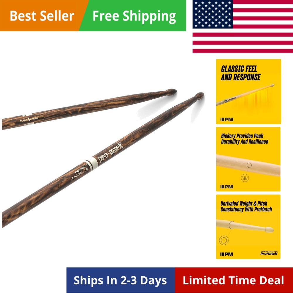 Classic Forward 5A FireGrain Drumsticks, Lacquer Finished Drum Sticks, , Oval...