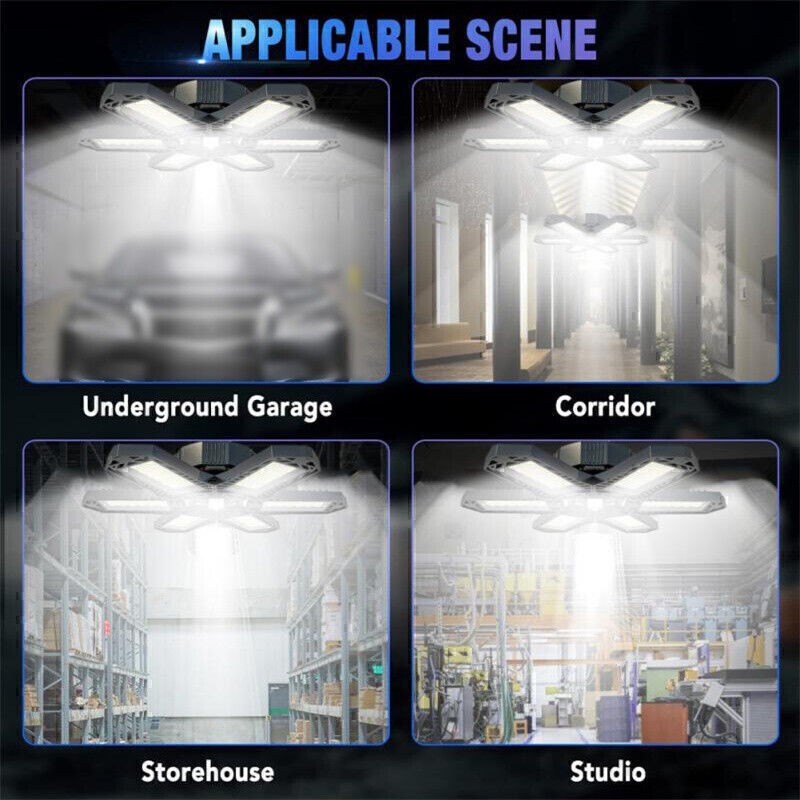 8Pcs LED Garage Light Bright Work Shop Ceiling Light Deformable Bulb 12000000LM