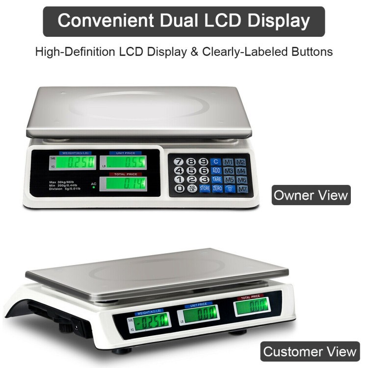 66 lb Electric Price-Computing Scale with LCD Display – Fast, Accurate Pricing