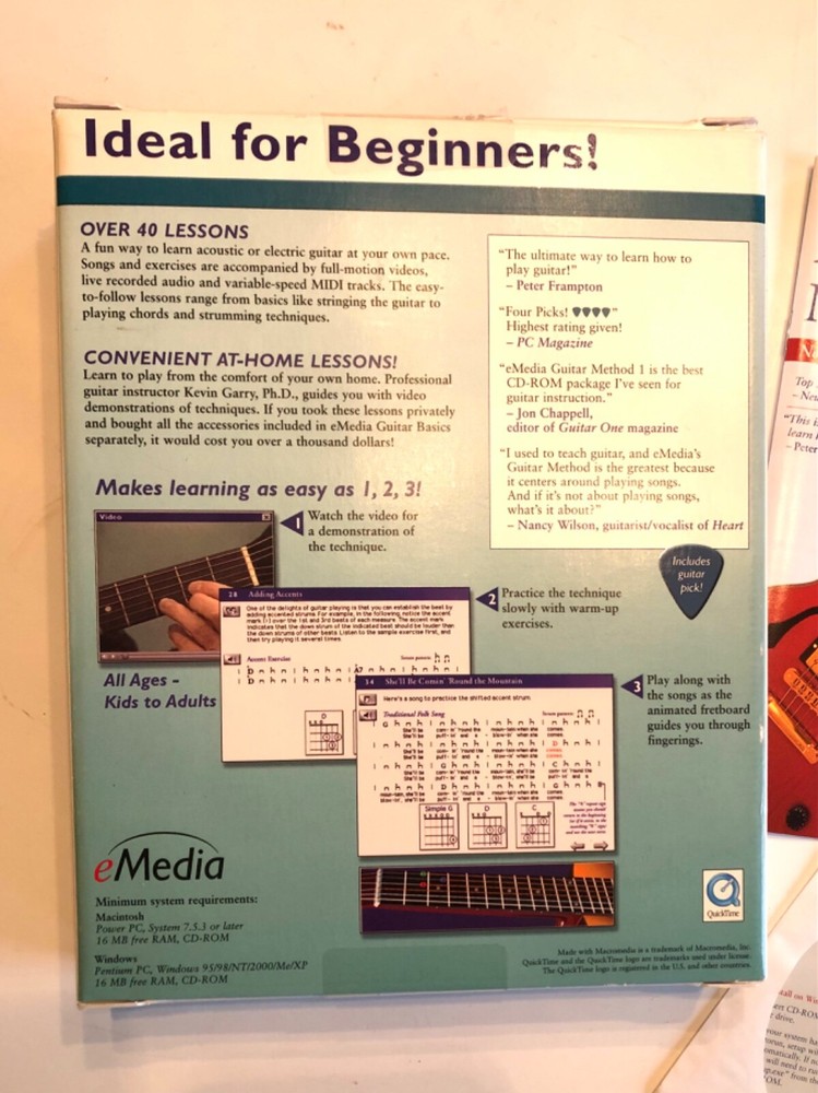 eMedia Guitar Basics, Win/ Mac CD-ROM Unused Open Box