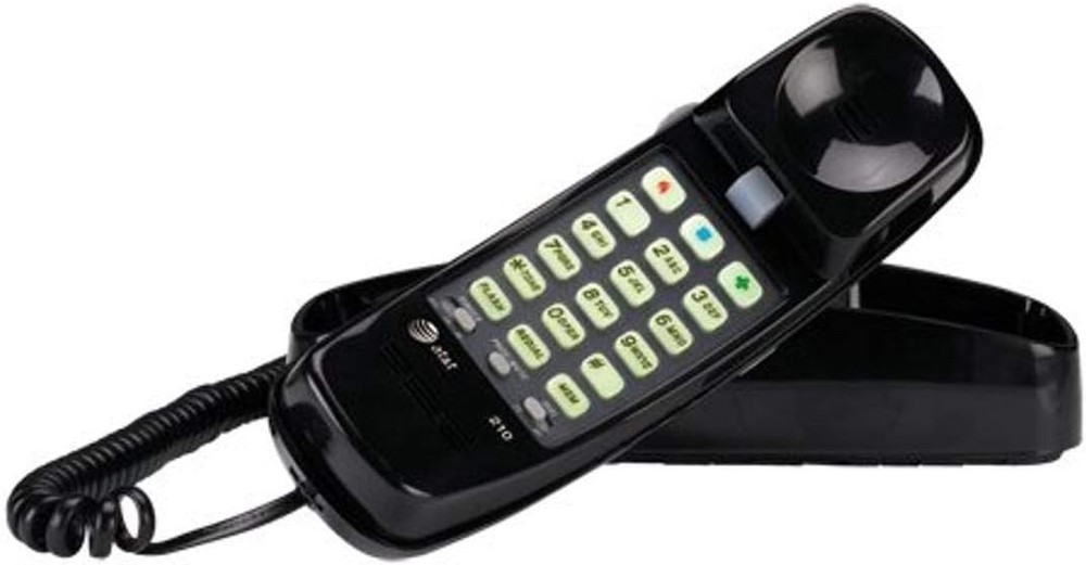 AT&T 210 Basic Trimline Corded Phone, No AC Power Required, Black