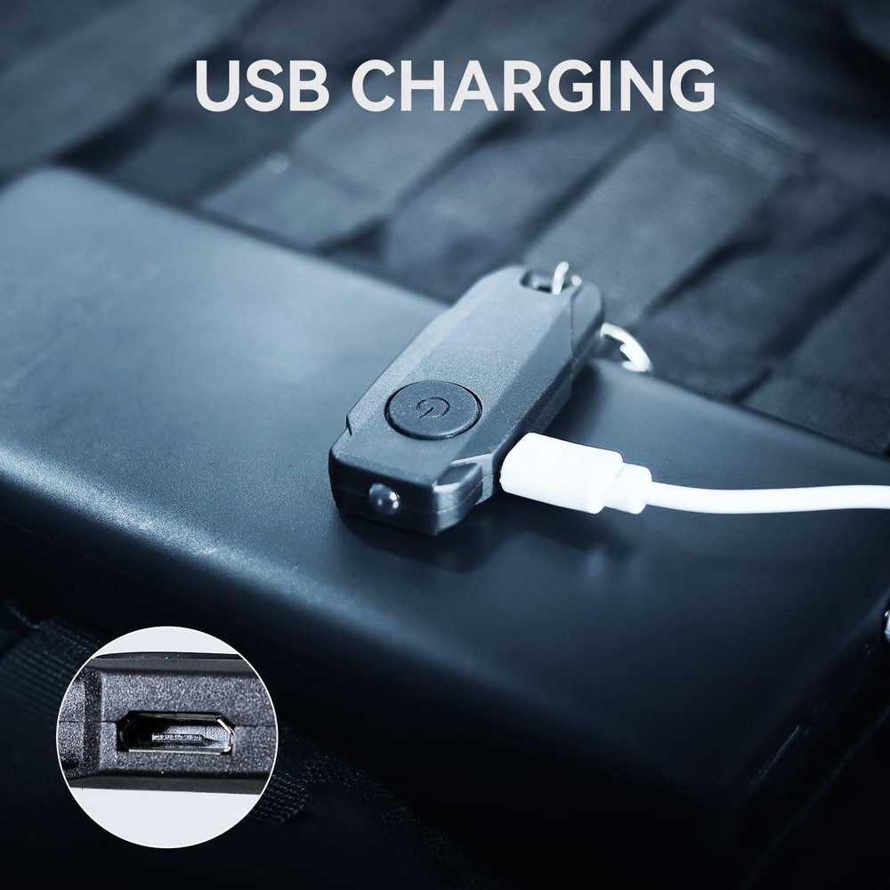 3 Pack USB Rechargeable Keychain Light Mini LED Flashlight with Keyring Black NE