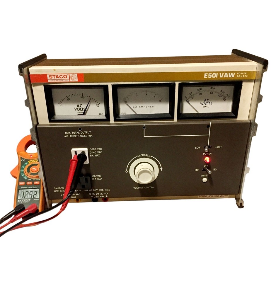 Staco E50I VAW Power Source Variac Variable Transformer Watts Amps AC Volts