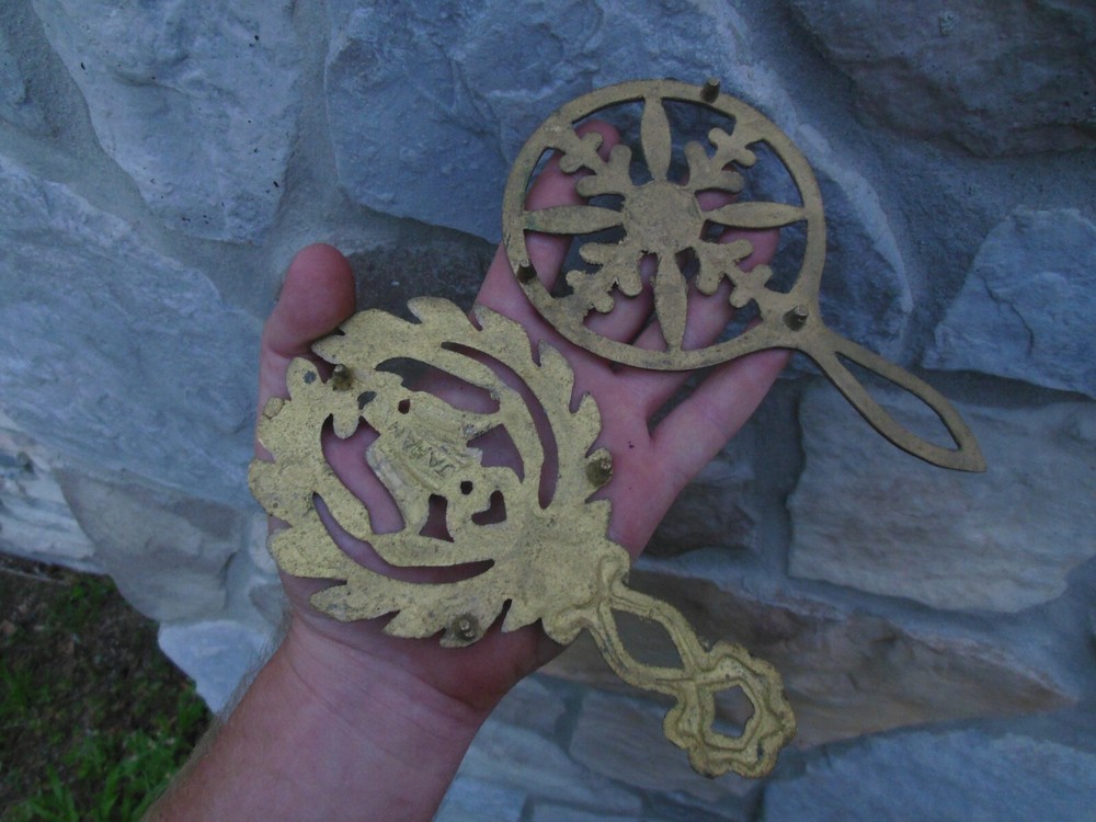 Vintage Japan 7" Solid Brass Trivets Cookware American Eagle