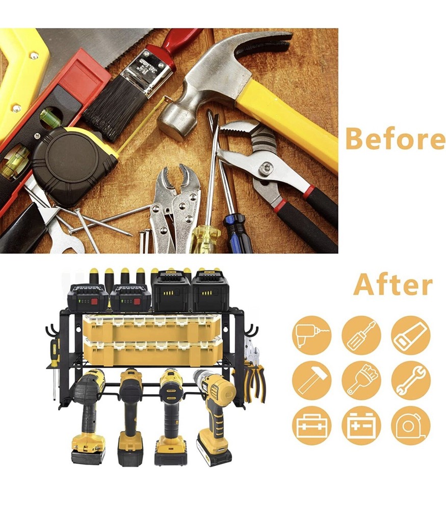 Vrawih Power Tool Organizer, 3 Layers Garage Tool Organizers