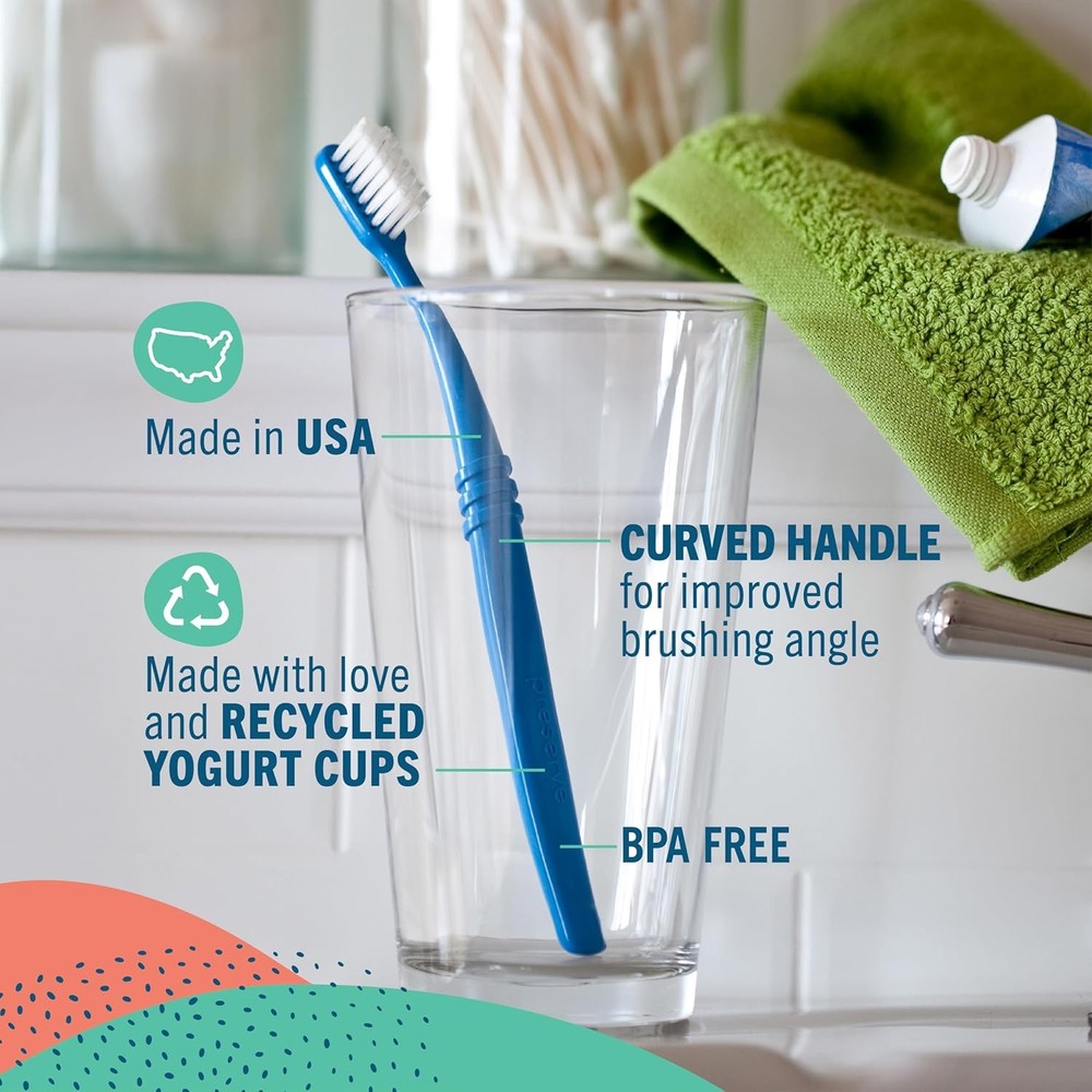 Eco-Friendly Toothbrush 3 Pack Soft Bristles Recycled Plastic
