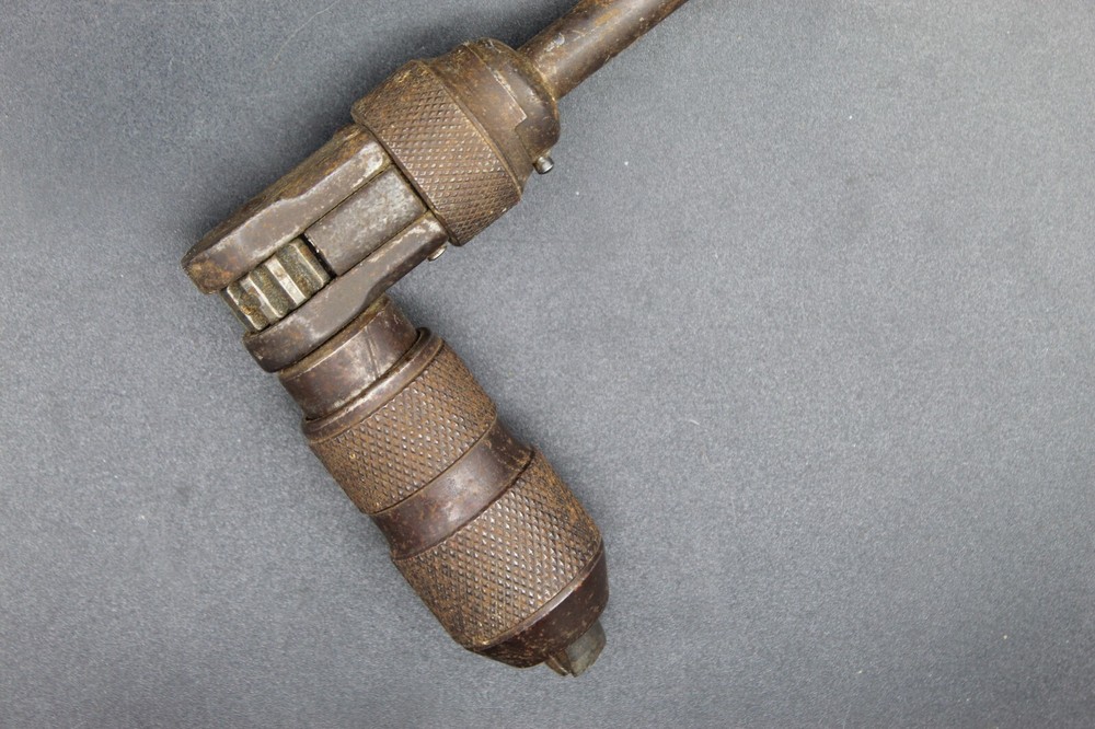 Antique Hand Crank Drill Wood Handled Ratchet Drill