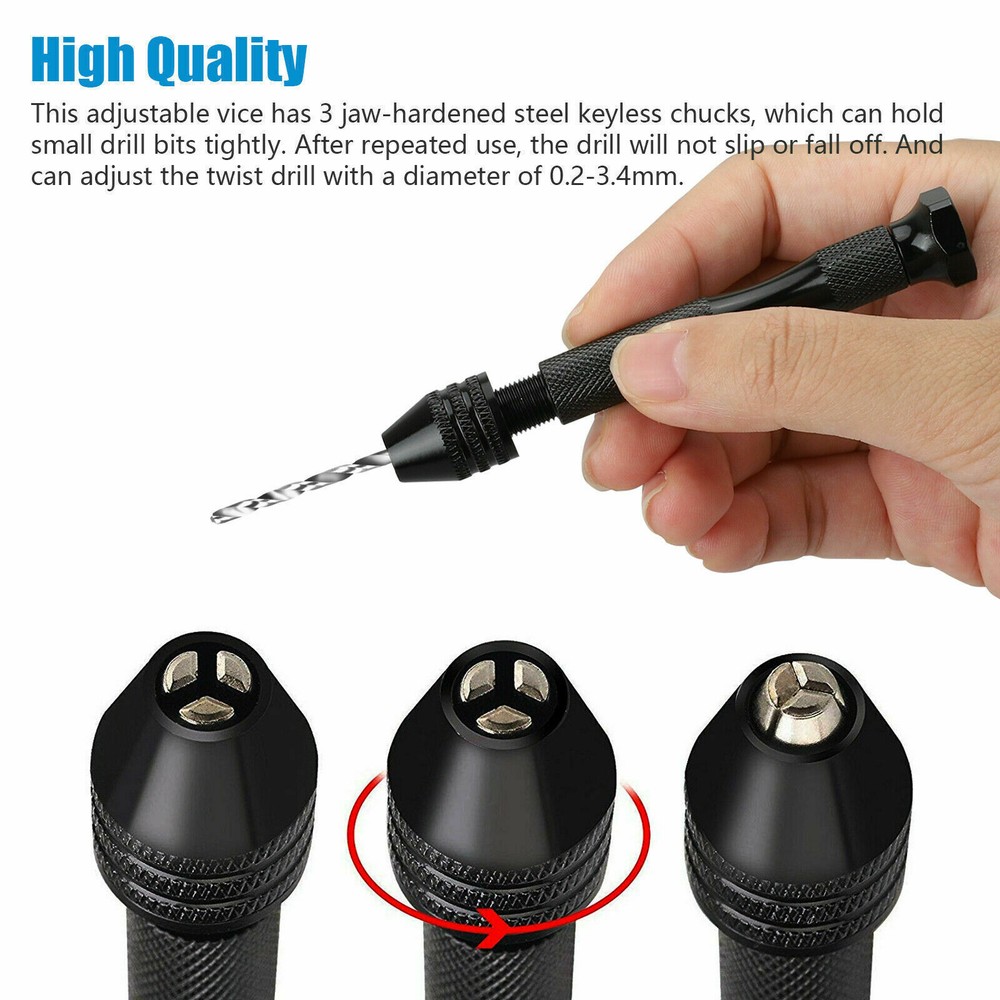 59 Pcs Precision Pin Vise Tools Mini Micro Hand Twist Drill Bits Set Rotary Kit