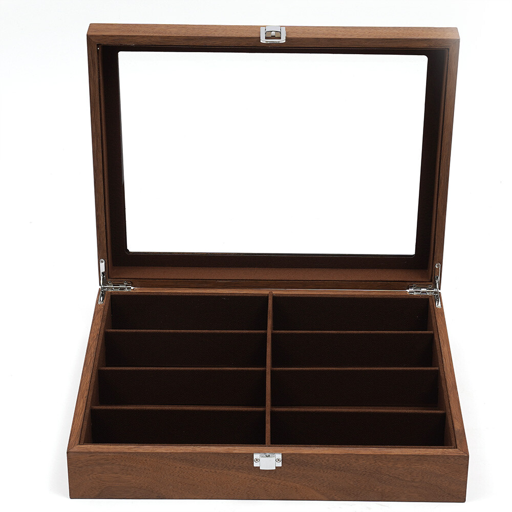 Eyeglass Display Box Sunglasses Case 8-Bits Sunglasses Storage Walnut Box Gift