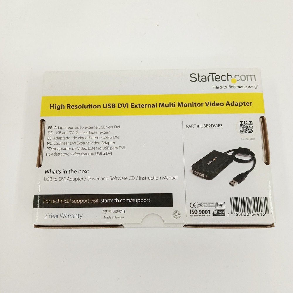 Startech High Resolution USB DVI External Multi Monitor Video Adapter - USB2DVIE