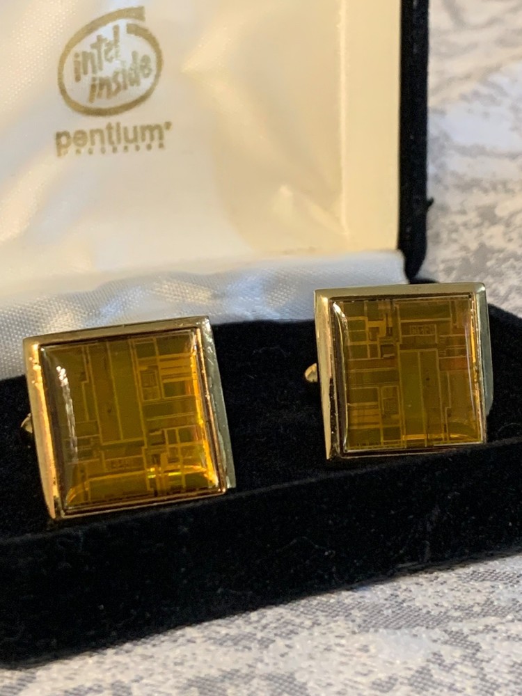 Vintage Intel Pentium Processor Chip Cuff Links Set