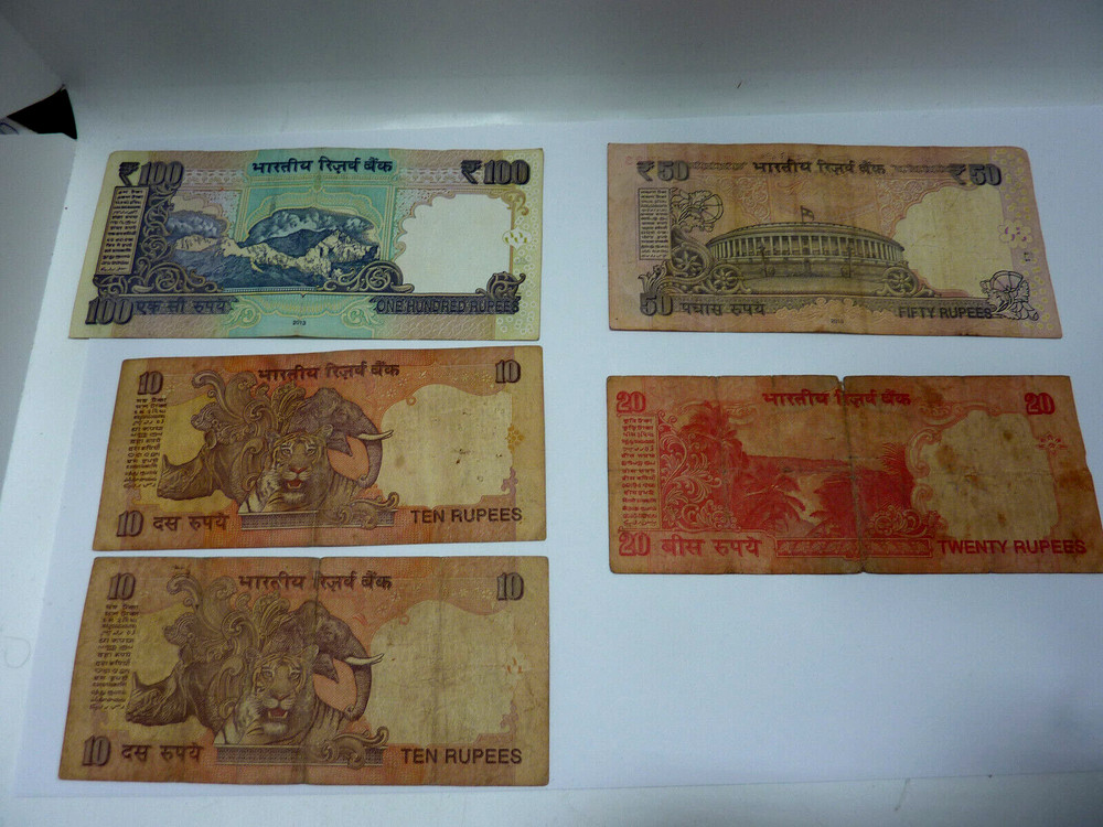 India Set 5 Pcs 10 20 50 100 Rupees 2009-2017