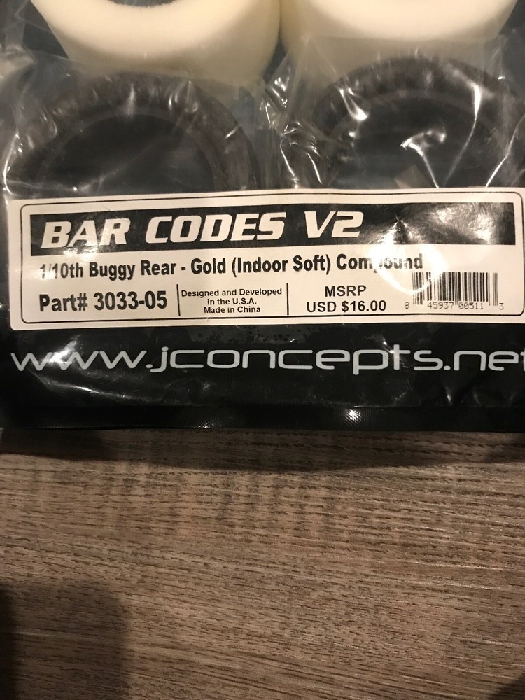 JCONCEPTS BAR CODES V2 1/10TH SCALE BUGGY REAR GOLD COMPOUND (INDOOR SOFT)