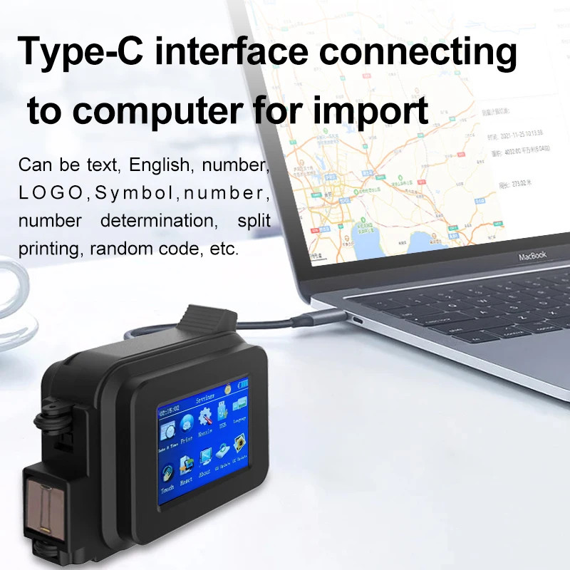 Mini handheld inkjet printer prints expiration date, batch number, barcode image