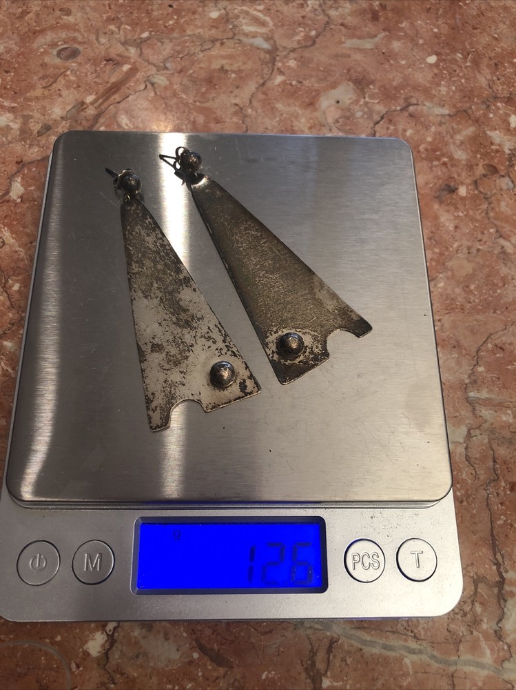 Vintage sterling silver triangular earrings 12.6 Grams
