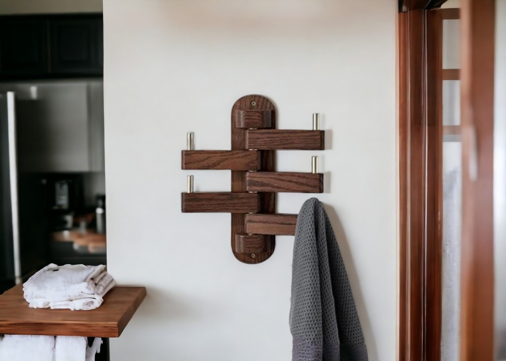 Walnut coat rack , Personalized coat rack , Swivel coat rack