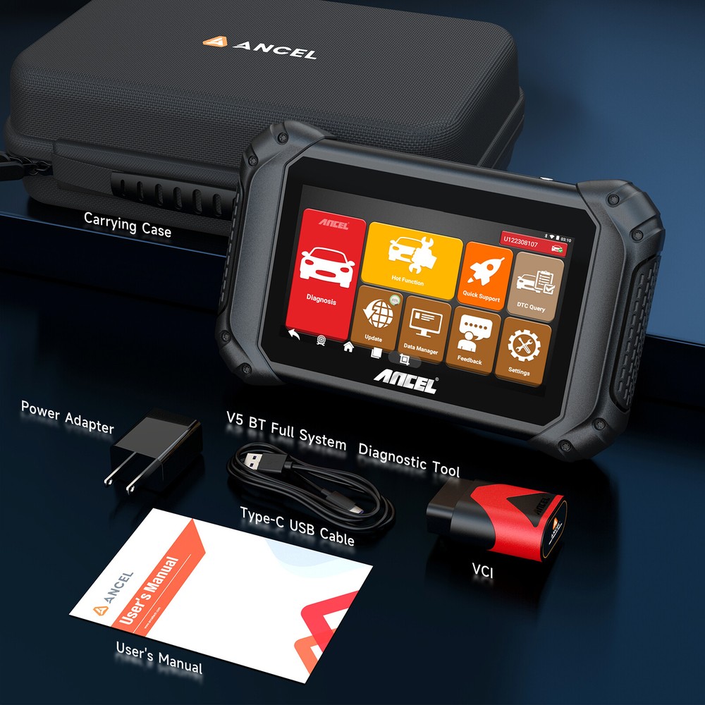 ANCEL V5BT OBD2 Bidirectional Scanner Car Diagnostic Tool Injector Coding CAN-FD
