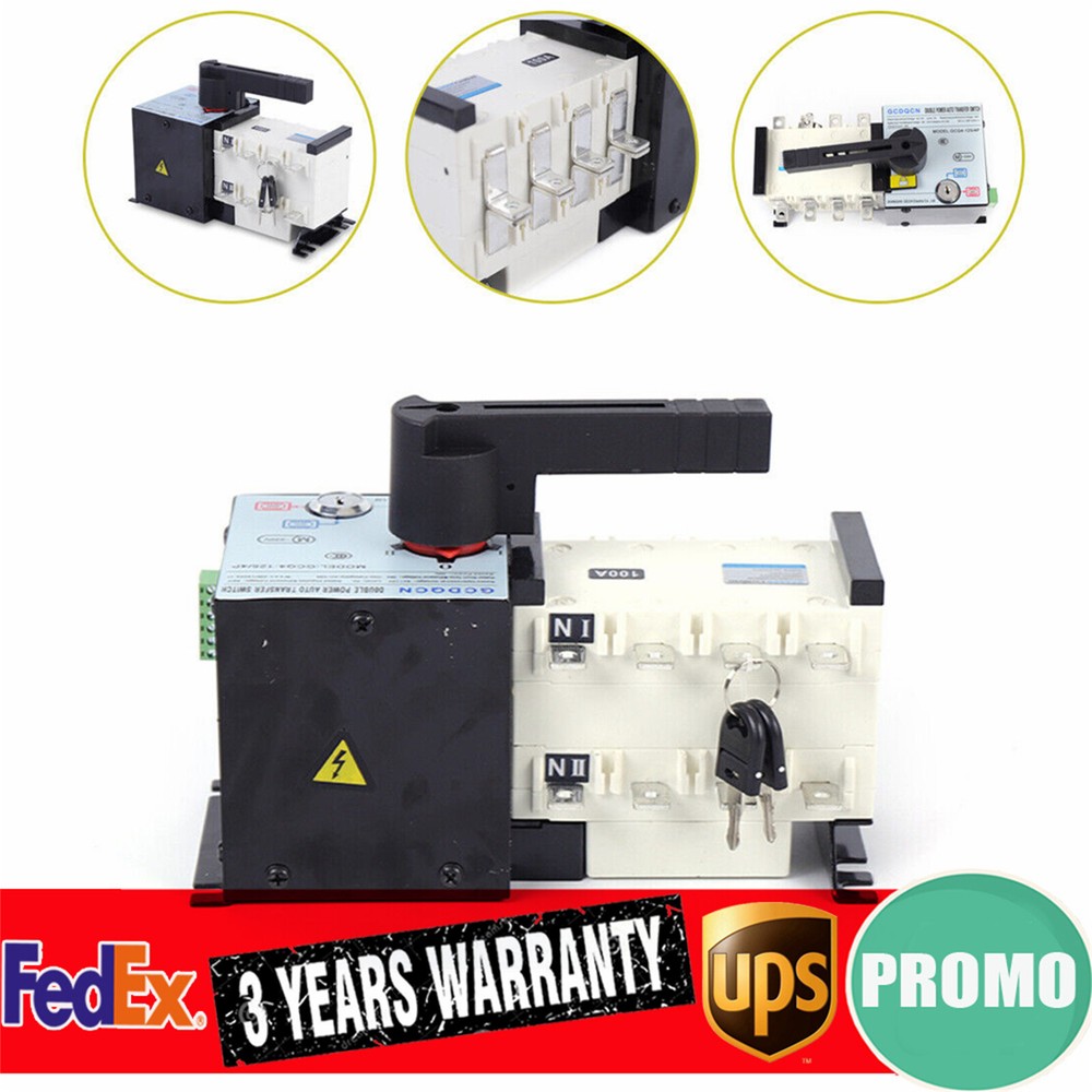 100AMP Dual Power Automatic Transfer Switch Changeover Isolation Generator USA