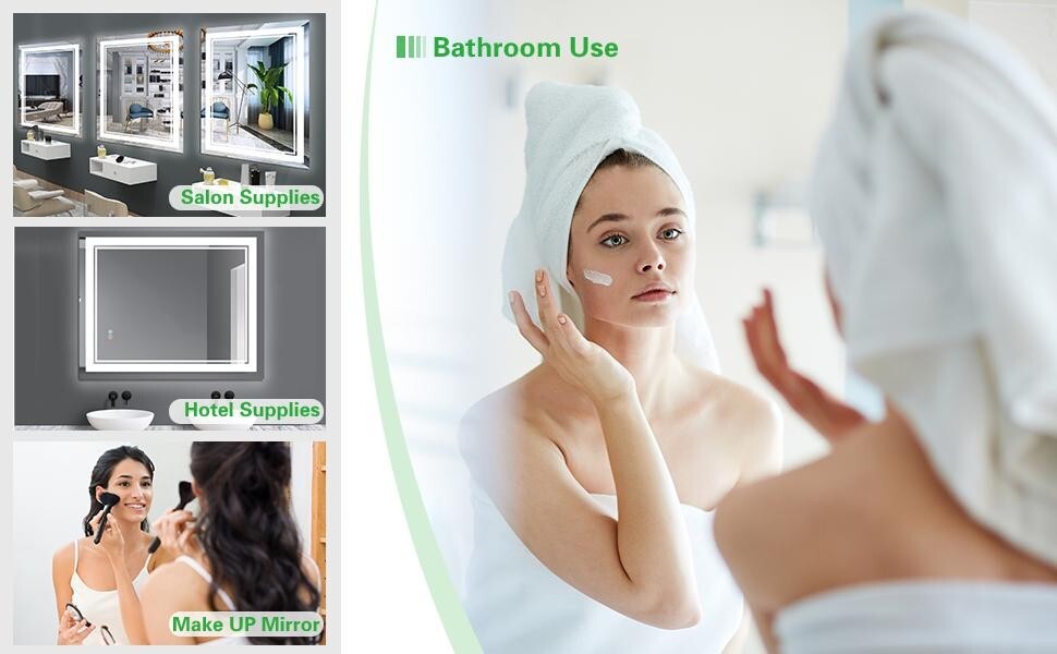40*32 LED Bathroom Mirror, Lighted Vanity Mirror, Bluetooth Mirror With Light