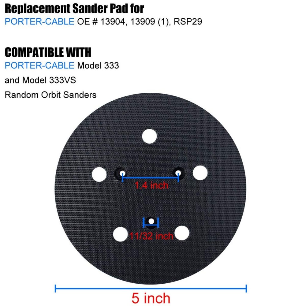 5-Inch Hook & Loop Sander Backing Pad – Replacement Pad with Dust Holes
