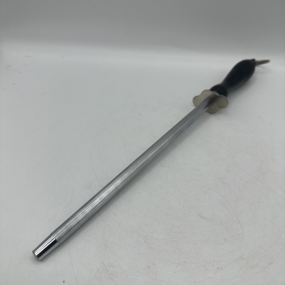 Knife Sharpener Handheld Honing Rod Plastic Black Handle 12" Hangs