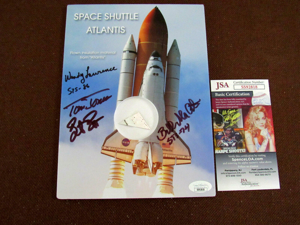 SPACE SHUTTLE ATLANTIS NASA ASTRONAUTS SIGNED AUTO FLOWN INSULATION MATERIAL JSA