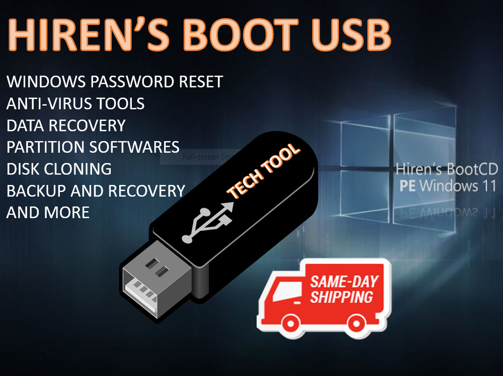 Hiren’s BOOT 2024 USB Flash Drive Password Reset Partition And More