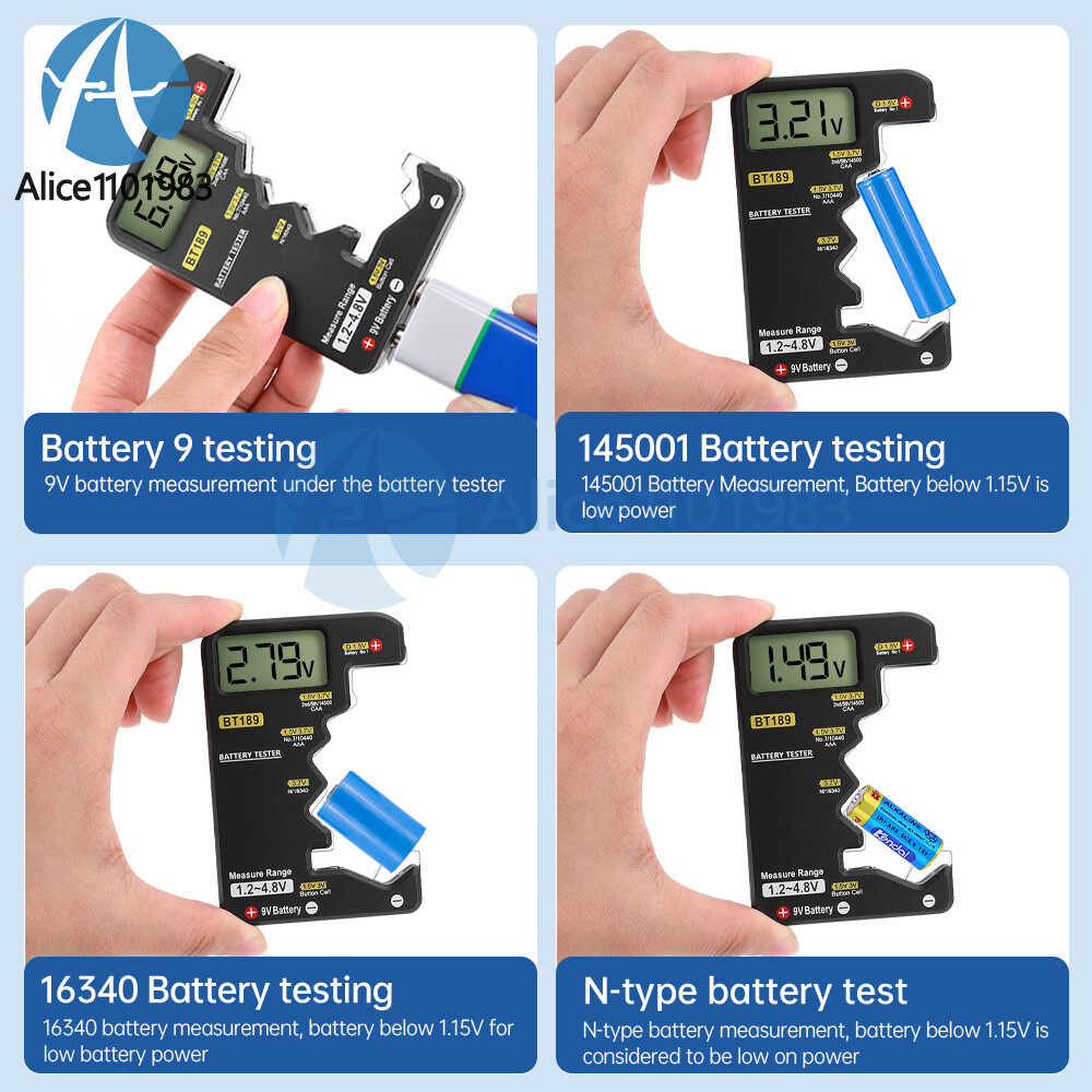 Digital Battery Tester Checker Electricity Indicator Universal AA, AAA 9V Button