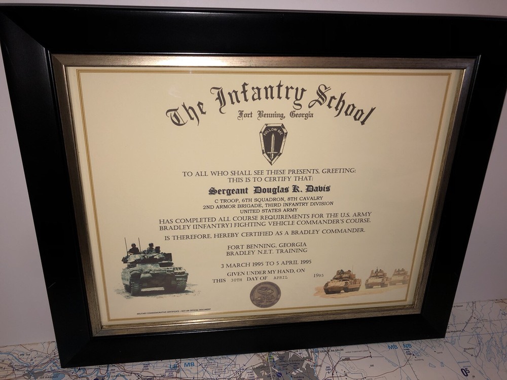 ARMY - INFANTRY SCHOOL / BRADLEY COMMANDER'S COURSE CERTIFICATE