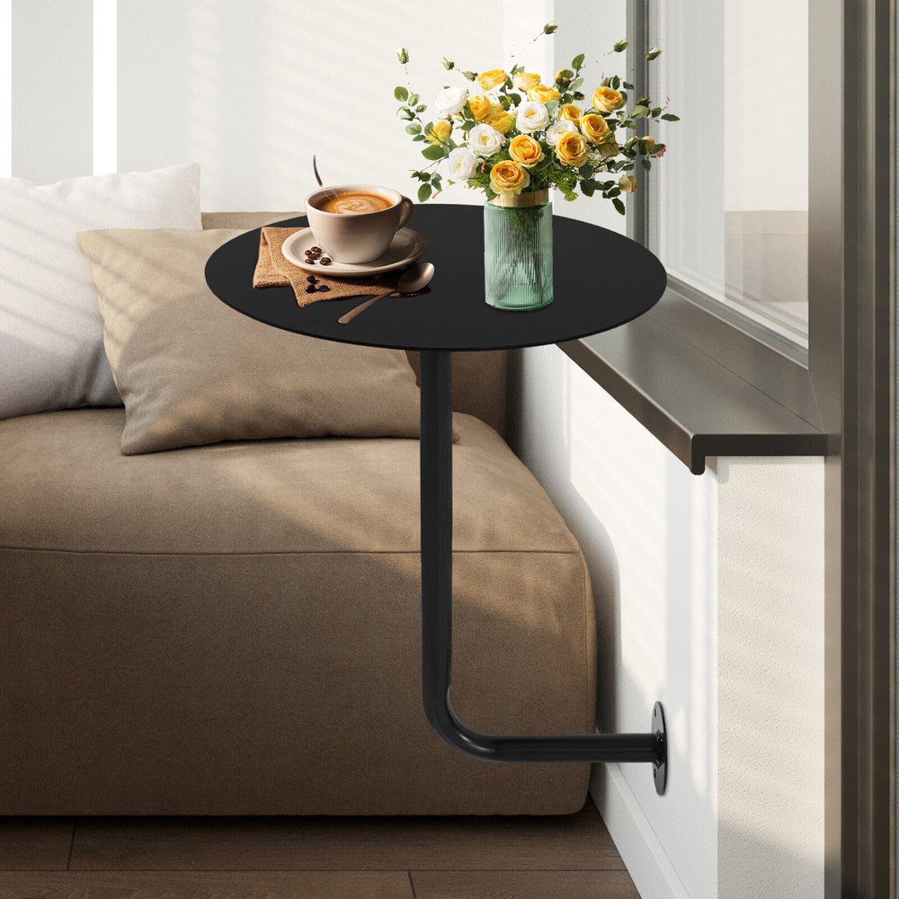 Wall Mounted Bar Table Modern Round Coffee Table Drinks/Snacks Storage Balcony