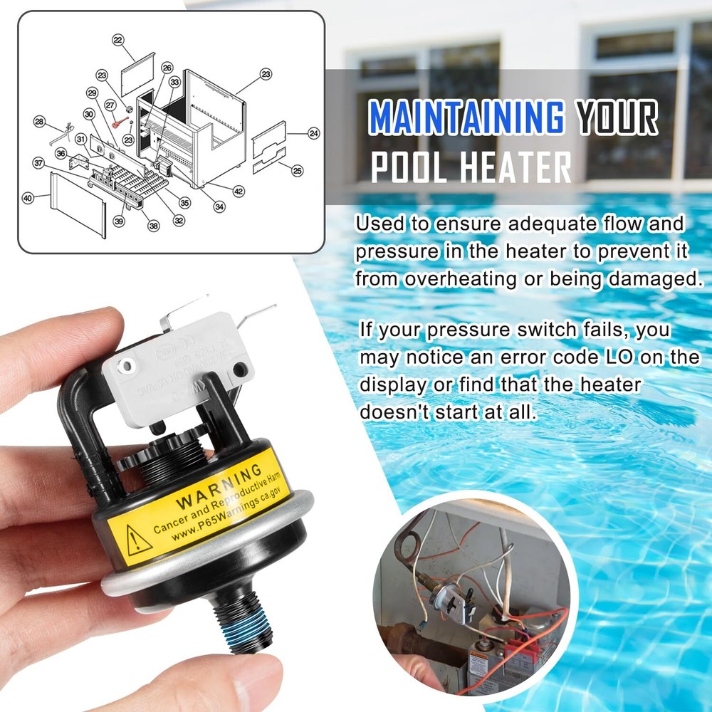 HAXPSA1930 Water Pressure Switch for Hayward H-Series IDL, ED1& ED2 Pool Heaters