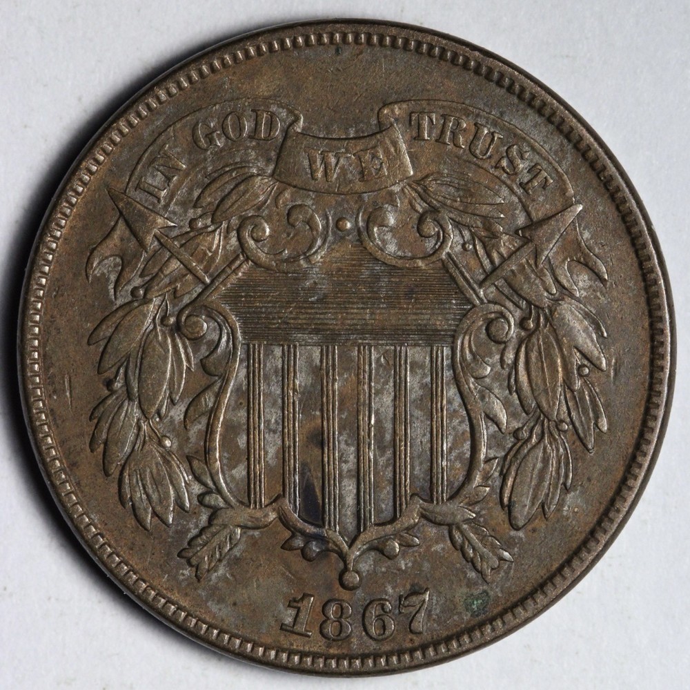 1867 Two Cent Piece AU E260 RKIHC
