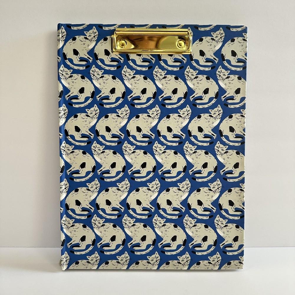 Anthropologie 52 Conversations Blue Cat Clipboard Clipfolio Folder