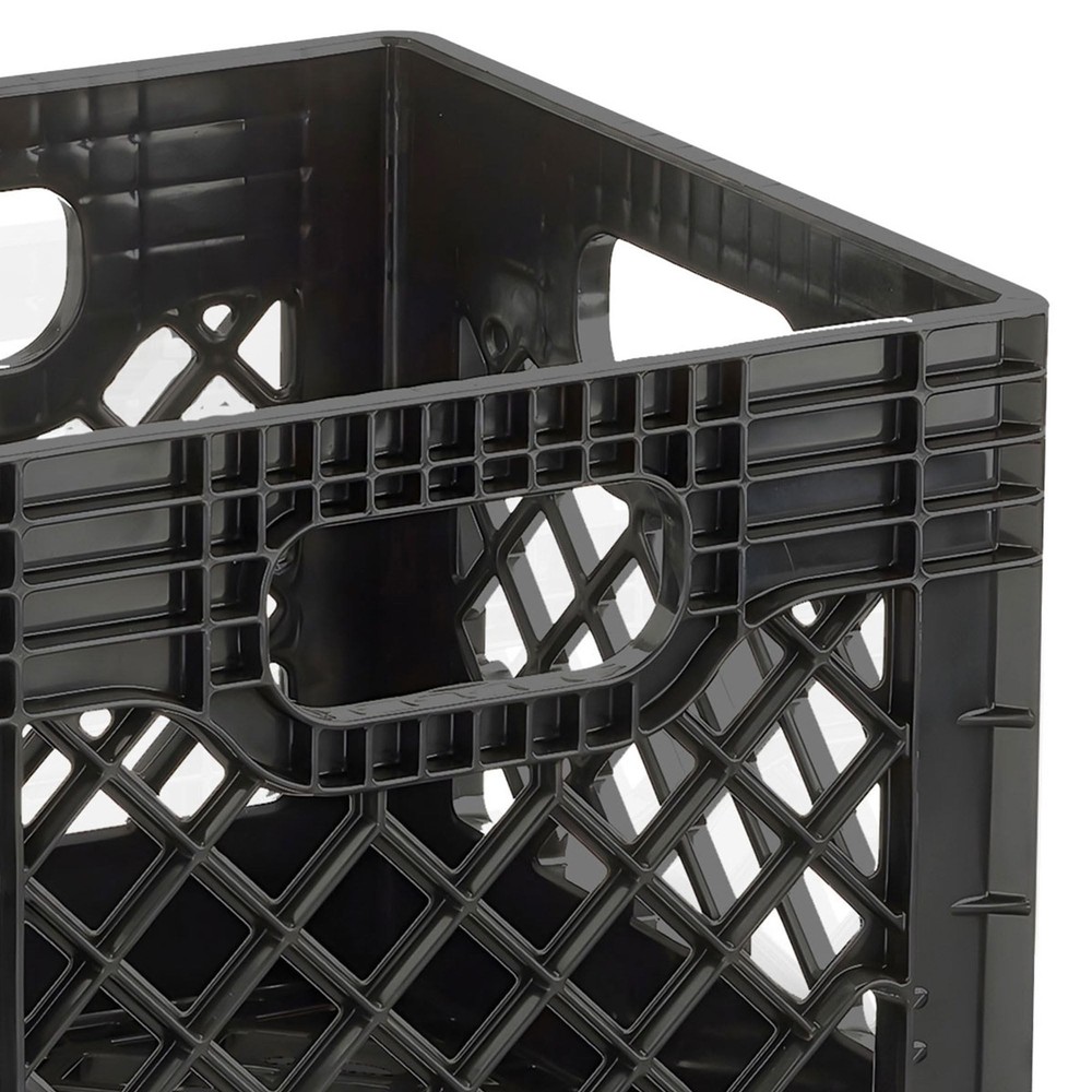 Juggernaut Storage 2-Pack Stackable Heavy Duty Milk Crates with Handles, 16 Q...