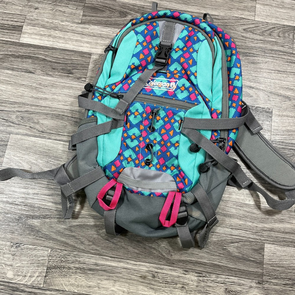 COLEMAN Kids Adjustable Waist Belt Mesh Pockets Multi Color Hydration Backpack