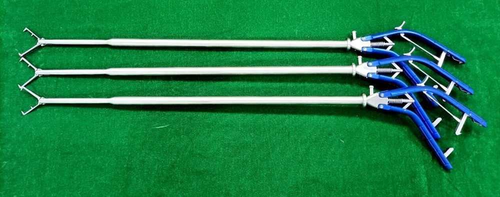 3pc Laparoscopic Tenaculum Forceps 12mmx460mm Double Action Reusable Instruments