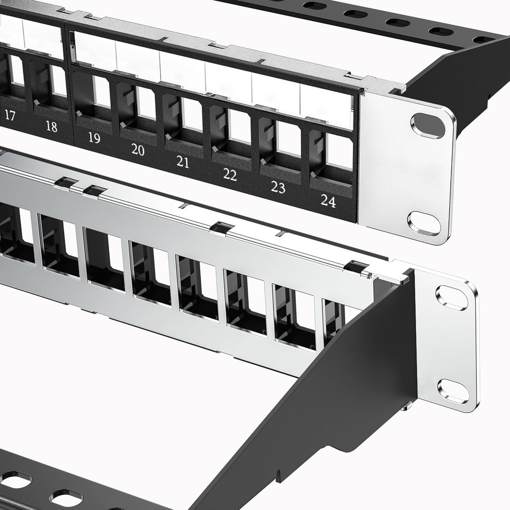 19” 1U Shielded Blank Patch Panel 24-Port Rack Mount Keystone Panel for Included